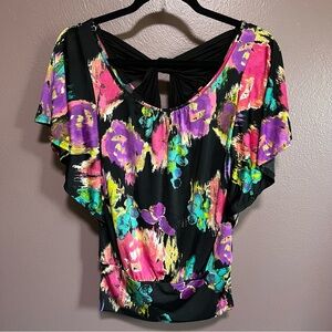Heart Soul Black Floral Top